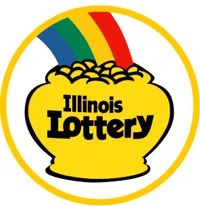 A yellow circle with the words illinois lottery in it.