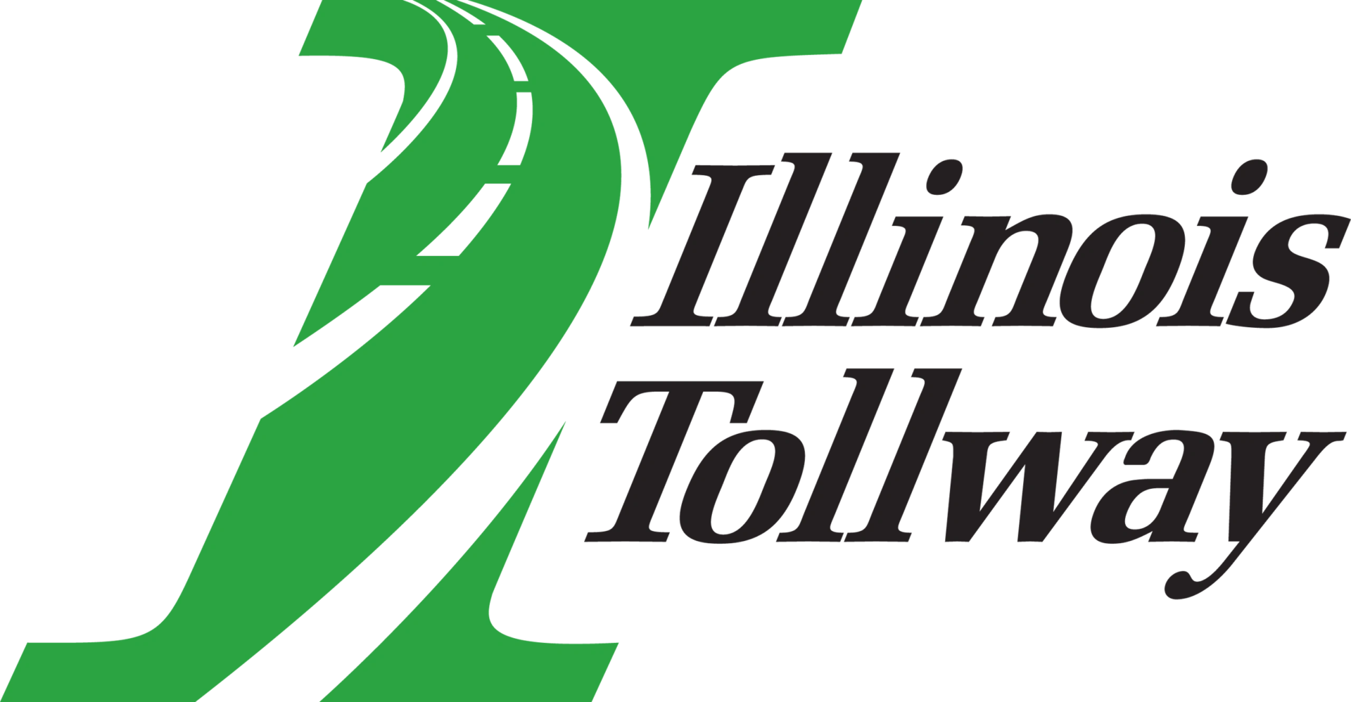 A green background with the words illinois tollway in black.