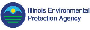A green background with the words illinois environmental protection agency in blue.